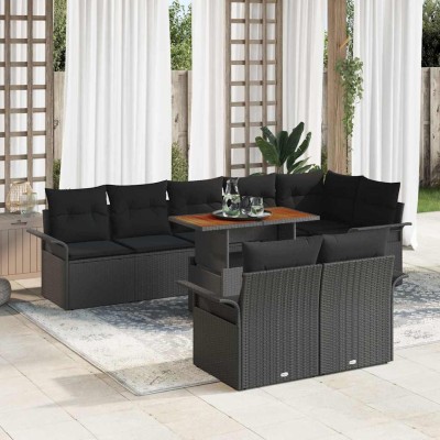 Conjunto de sofá de jardín 9 pcs Negro 100 x 55 x 73 cm