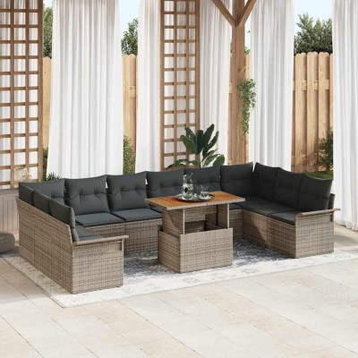 Conjunto de sofá de jardín 11 pcs Gris 100 x 55 x 73 cm