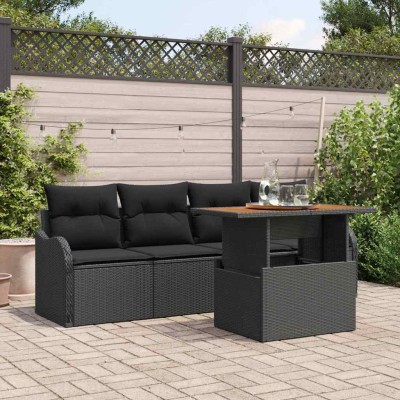 Conjunto de sofá de jardín Manual 5 pcs Negro 100 x 55 x 73 cm