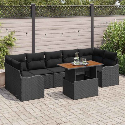 Conjunto de sofá de jardín Manual 8 pcs Negro 100 x 55 x 73 cm
