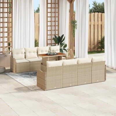 Conjunto de sofá de jardín 7 pcs beige y crema 100 x 55 x 73 cm