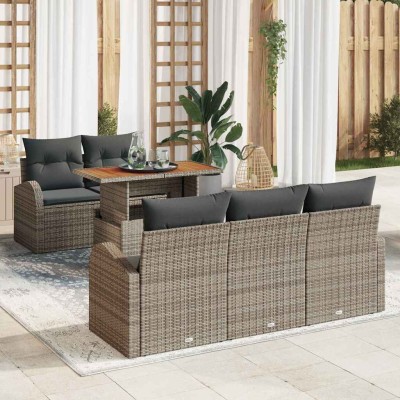 Conjunto de sofá de jardín Manual 6 pcs Gris 100 x 55 x 73 cm