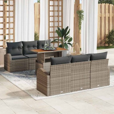 Conjunto de sofá de jardín 7 pcs Gris 100 x 55 x 73 cm
