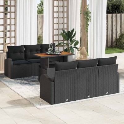 Conjunto de sofá de jardín 7 pcs Negro 100 x 55 x 73 cm