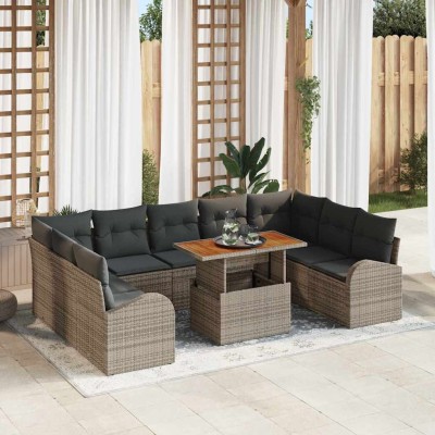 Conjunto de sofá de jardín Manual 10 pcs Gris 100 x 55 x 73 cm