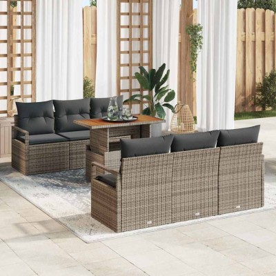 Conjunto de sofá de jardín 7 pcs Gris 100 x 55 x 73 cm
