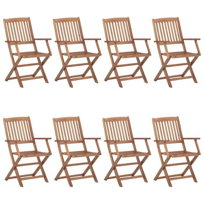 Sillas de exterior plegables 8 uds madera maciza acacia