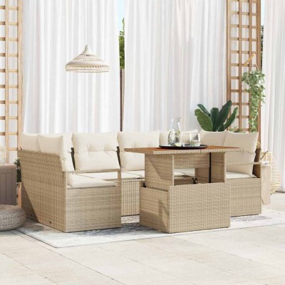 Conjunto de sofá de jardín 7 pcs beige y crema 100 x 55 x 73 cm