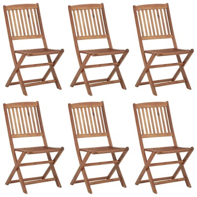 Sillas de exterior plegables 6 uds madera maciza acacia