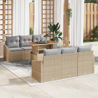 Conjunto de sofá de jardín Manual Beige y gris 100 x 55 x 73 cm