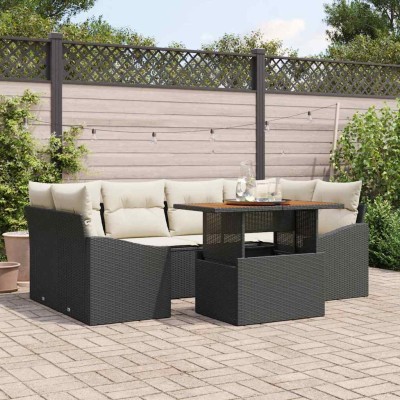 Conjunto de Comedor de Jardín Negro y crema 100 x 55 x 73 cm