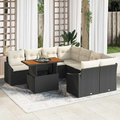 Conjunto de Comedor de Jardín Negro y crema 100 x 55 x 73 cm