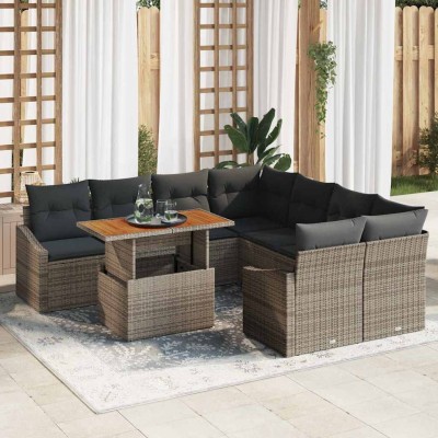 Conjunto de Comedor de Jardín Gris y marrón 100 x 55 x 73 cm