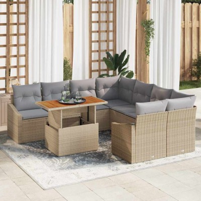 Conjunto de Comedor de Jardín Beige y gris 100 x 55 x 73 cm