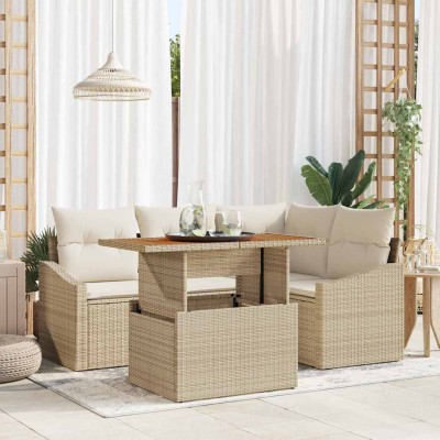 Conjunto de Comedor de Jardín Beige y Crema 100 x 55 x 73 cm
