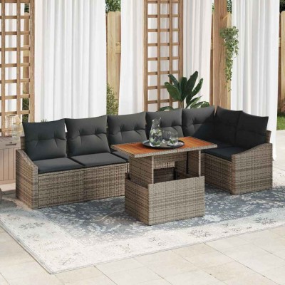 Conjunto de Comedor de Jardín Gris y marrón 100 x 55 x 73 cm