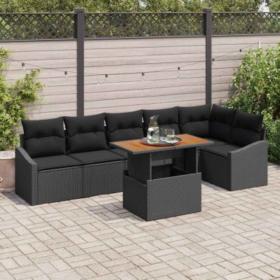 Conjunto de Comedor de Jardín Negro y Marrón 100 x 55 x 73 cm