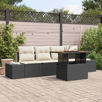Conjunto de Comedor de Jardín Negro y crema 100 x 55 x 73 cm