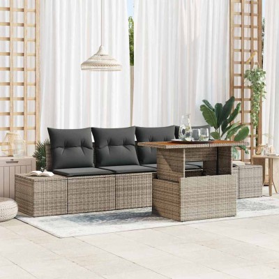 Conjunto de Comedor de Jardín Gris y marrón 100 x 55 x 73 cm