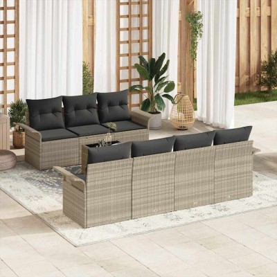 Conjunto de sofá de jardín 8 pcs Gris Claro y Gris Oscuro