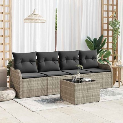 Conjunto de sofá de jardín 5 pcs Gris Claro y Gris Oscuro