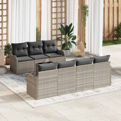 Conjunto de sofá de jardín 8 pcs Gris Claro y Gris Oscuro