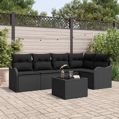 Conjunto de sofá de jardín con cojín 6 pcs Beige Poliratán