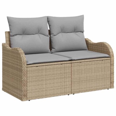 Conjunto de sofá de jardín 11 pcs beige y gris claro Poliratán