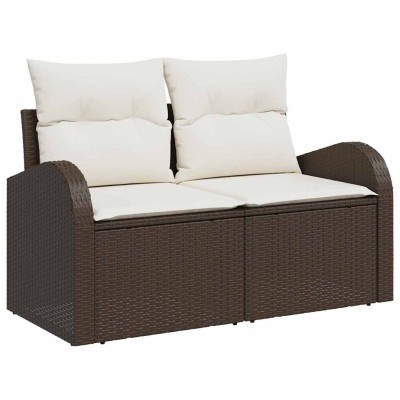 Conjunto de sofá de jardín 5 pcs Marrón y crema 55 x 55 x 37 cm