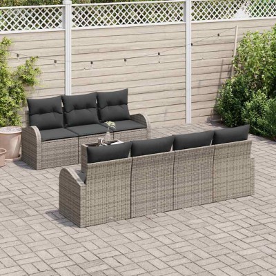 Conjunto de sofá de jardín con cojín 8 pcs Gris 55 x 55 x 37 cm