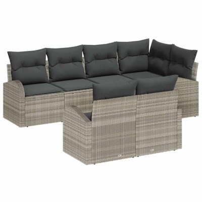 Conjunto de sofá de jardín con cojín 7 pcs Gris claro Poliratán