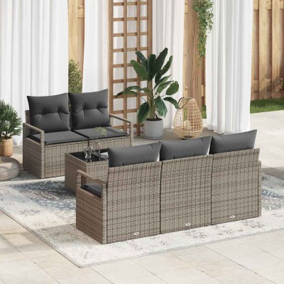Conjunto de sofá de jardín con cojín 6 pcs Gris 55 x 55 x 37 cm