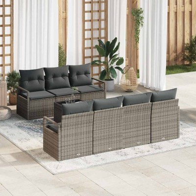 Conjunto de sofá de jardín con cojín 8 pcs Gris 55 x 55 x 37 cm