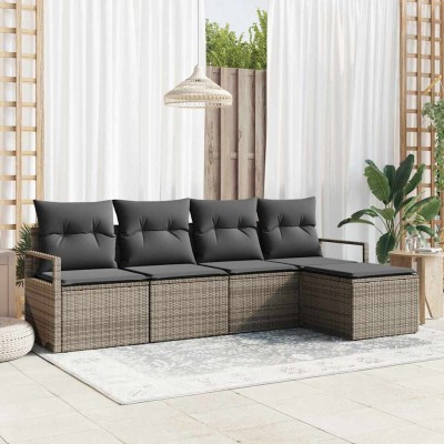 Conjunto de sofá de jardín con cojín 5 pcs Gris
