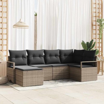 Conjunto de sofá de jardín con cojín 6 pcs Gris