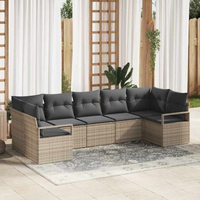Conjunto de sofá de jardín con cojín 7 pcs Gris