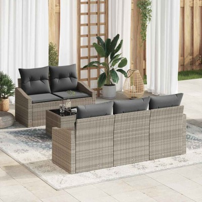 Conjunto de sofá de jardín 6 pcs Gris Claro y Gris Oscuro