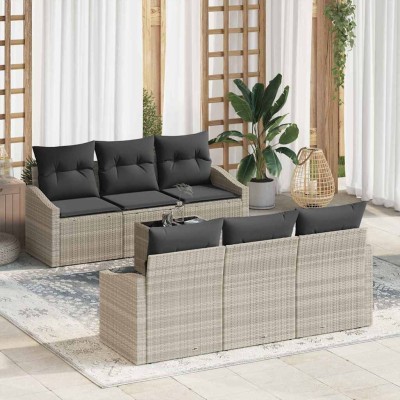 Conjunto de sofá de jardín 7 pcs Gris Claro y Gris Oscuro