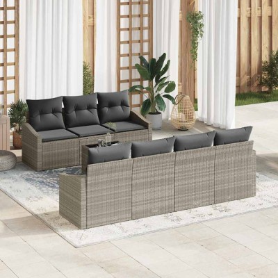 Conjunto de sofá de jardín 8 pcs Gris Claro y Gris Oscuro