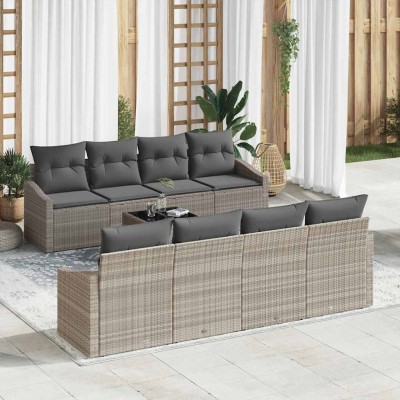 Conjunto de sofá de jardín 7 pcs Gris Claro y Gris Oscuro