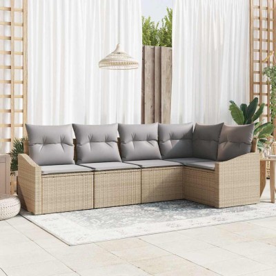 Conjunto de Comedor de Jardín 5 pcs Beige y Gris Claro