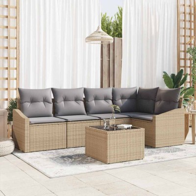 Conjunto de Comedor de Jardín 6 pcs Beige y Gris Claro