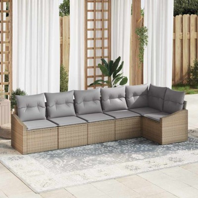Conjunto de Comedor de Jardín 6 pcs Beige y Gris Claro