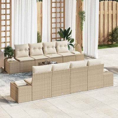 Conjunto de sofá de jardín 7 pcs Beige y Crema 55 x 55 x 37 cm