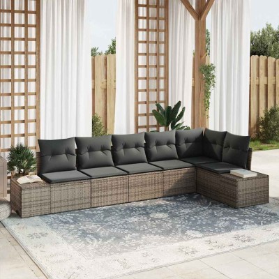 Conjunto de sofá de jardín con cojín 6 pcs Gris