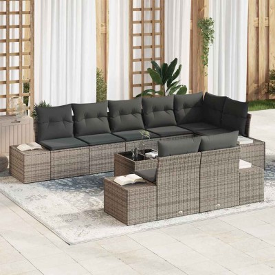 Conjunto de sofá de jardín 9 pcs Gris 319 x 154 x 85 cm