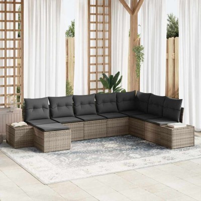 Conjunto de sofá de jardín 8 pcs Gris 319 x 209 x 85 cm