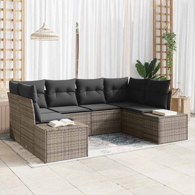 Conjunto de sofá de jardín 6 pcs Gris 234 x 154 x 85 cm