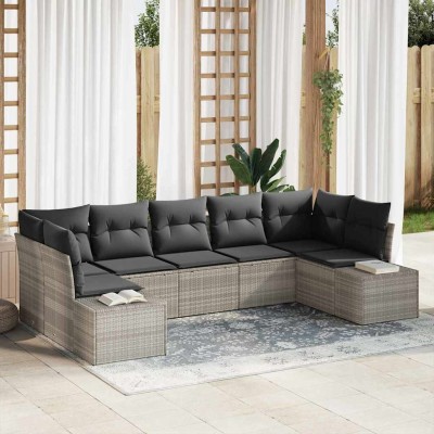 Conjunto de sofá de jardín 7 pcs Gris claro 289 x 154 x 85 cm