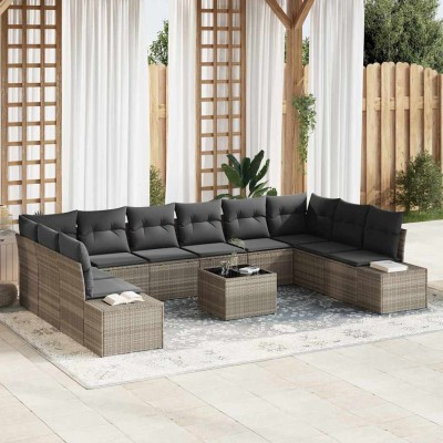 Conjunto de sofá de jardín 11 pcs Gris claro 344 x 209 x 85 cm